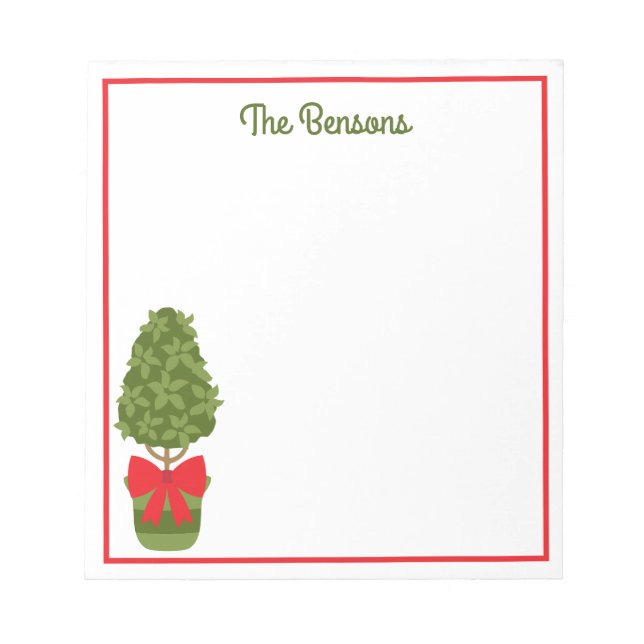 Christmas Topiary Personalised Notepad (Front)