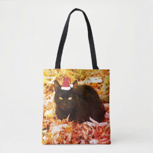 Christmas Tote Bag Black Cat