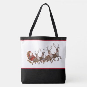 Christmas Tote Bag Santa and Sleigh