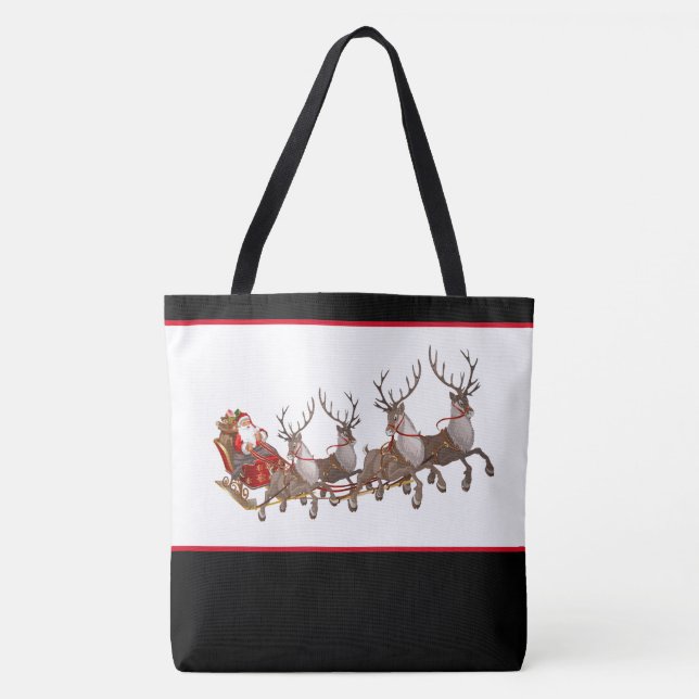 Christmas Tote Bag Santa and Sleigh (Front)