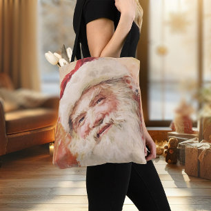 Christmas Tote Bag Vintage Santa Clause Retro Xmas