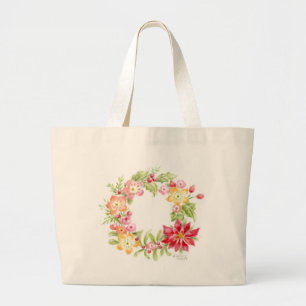 Christmas Tote Bag Watercolor Wreath