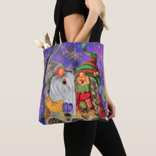 Christmas Tote Bag with Happy Gnomes