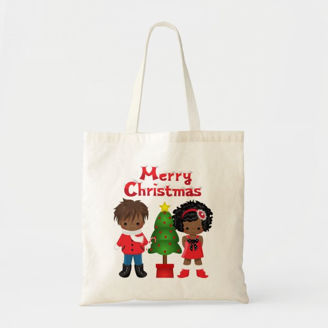 Christmas Tote with African American Children (Front)