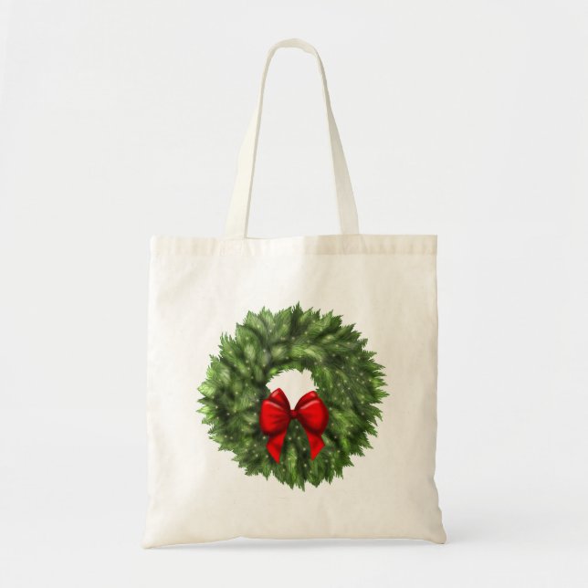 Christmas Tote with Christmas Wreath (Front)