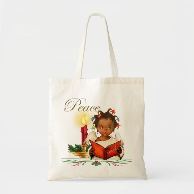 Christmas Tote with Vintage African American Girl (Front)