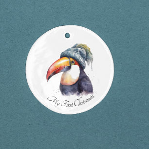 Christmas Toucan, customisable Ceramic Tree Decoration