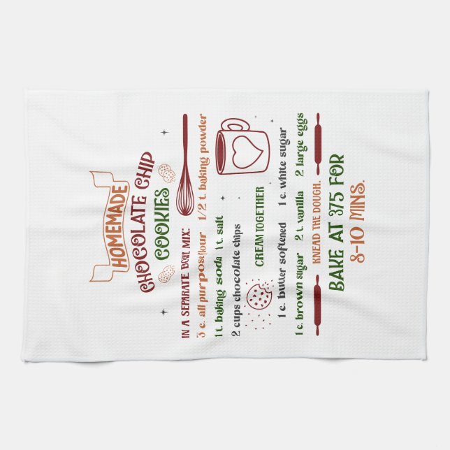 Christmas Towel with Chocolate Chip Recipe (Horizontal)