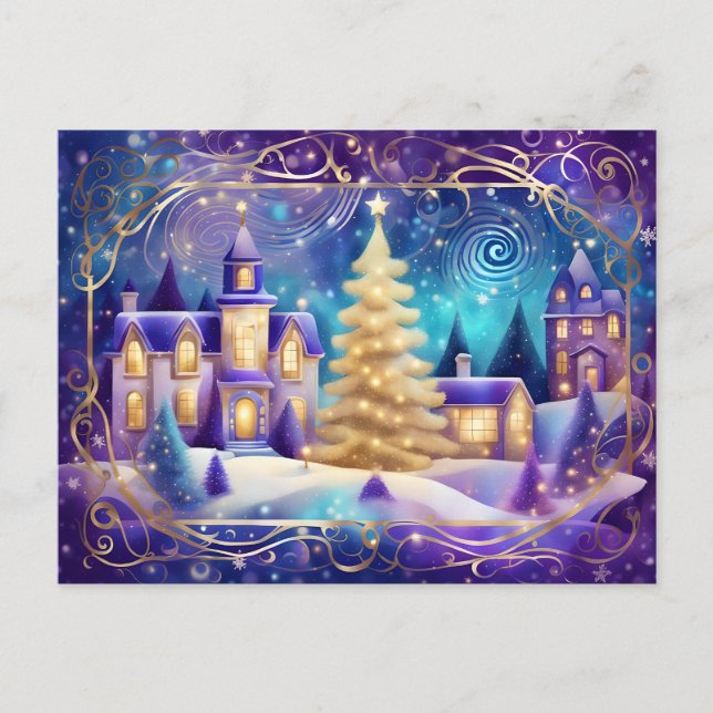 christmas town hall postcard (Front)