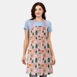 Christmas Town Holiday Map Pattern Apron