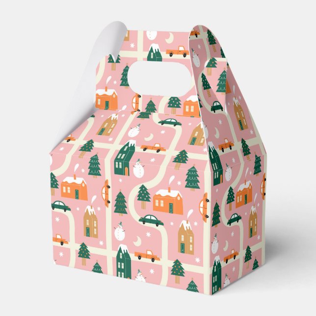Christmas Town Holiday Map Pattern Favour Box (Front Side)