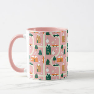 Christmas Town Holiday Map Pattern Mug