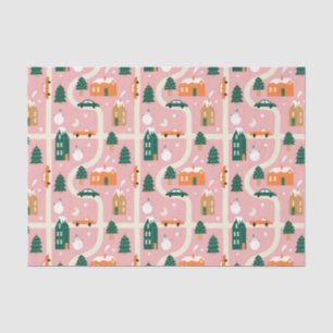 Christmas Town Holiday Map Pattern Tissue Paper