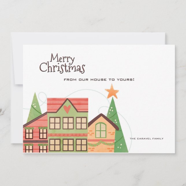 Christmas Town Houses Greeting Card (Front)