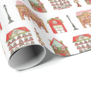 Christmas Town Houses Wrapping Papers Paper
