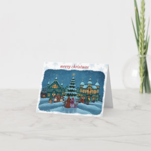 christmas town note card snowy edge