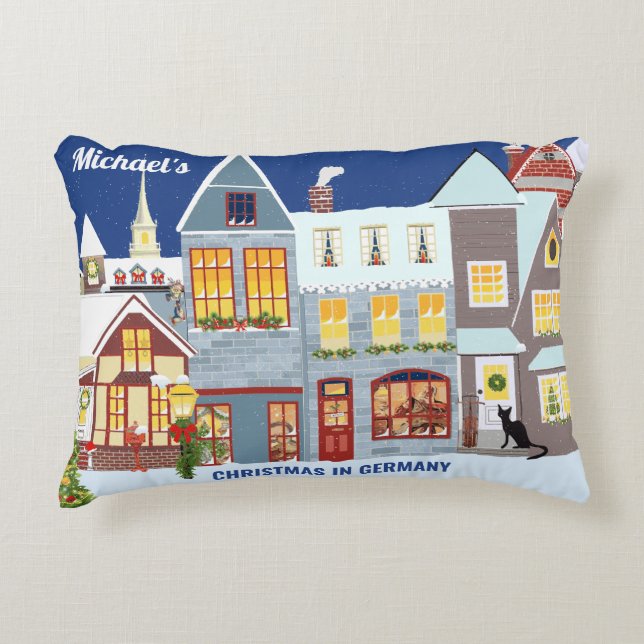 Christmas Town Winter Wonderland Houses Windows Decorative Cushion (Front)