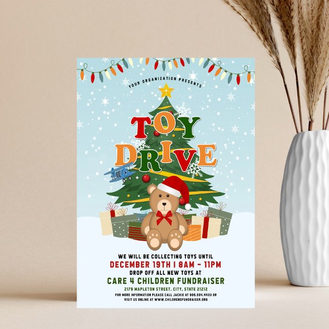 Christmas Toy Drive Donation Tree & Teddy Bear Flyer (Creator Uploaded)