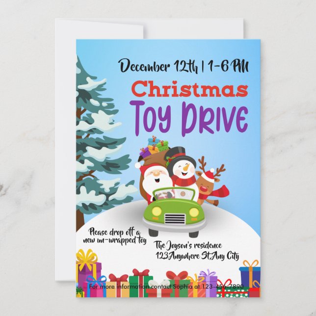 Christmas Toy Drive Family or Corporate Charity Invitation (Front)