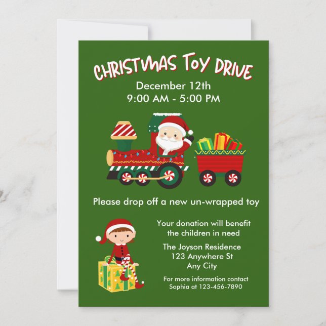 Christmas Toy Drive Family or Corporate Charity Invitation (Front)