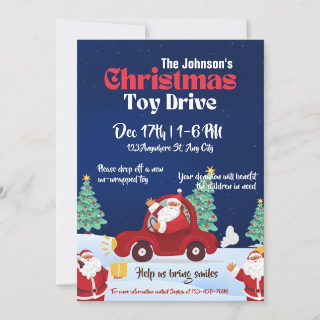 Christmas Toy Drive Family or Corporate Charity Invitation (Front)