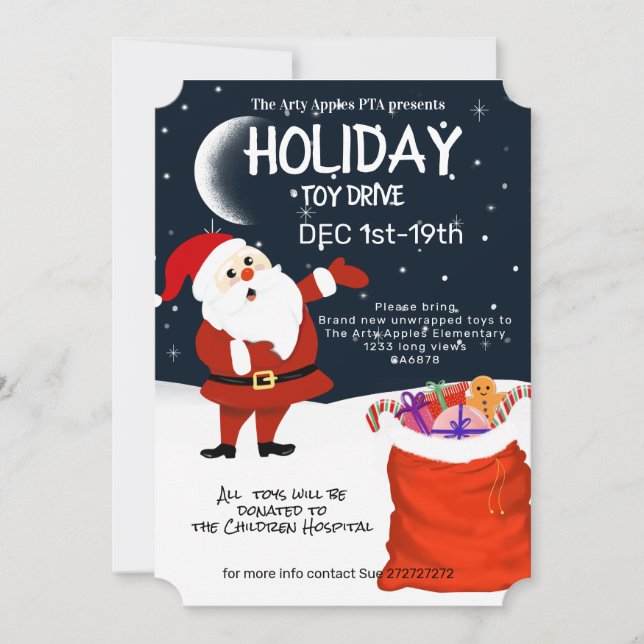Christmas toy drive, kids Hospital, Invitation (Front)