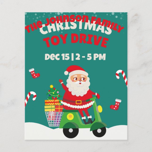 Christmas Toy Drive Santa Motorbike Presents Flyer (Front)