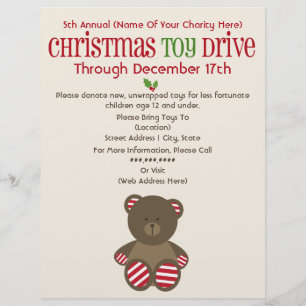 Christmas Toy Drive Striped Bear Flyer