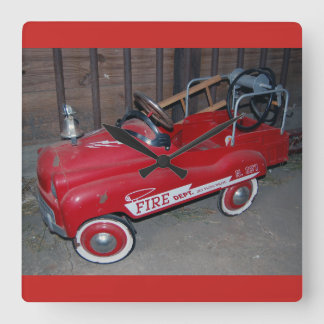 Christmas Toy Fire Truck Square Wall Clock