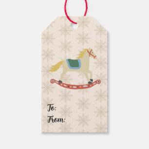 Christmas Toy Horse Rocker Snowflake Pattern Gift Tags