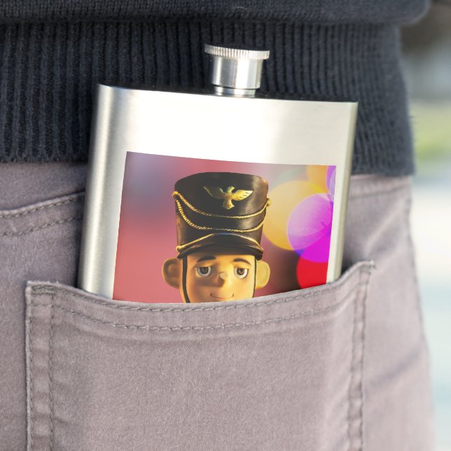 Christmas toy soldier figurine SlipperyJoe gay pri Hip Flask (In Situ)