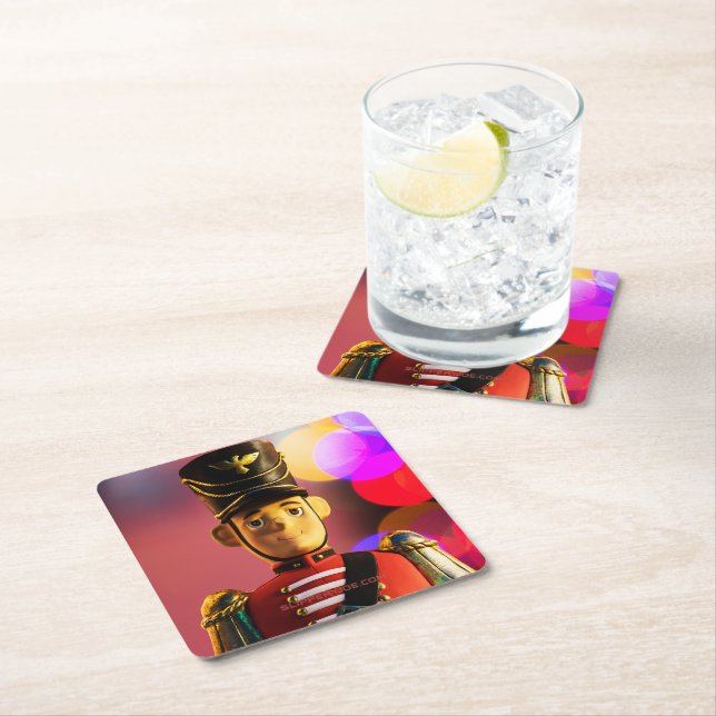 Christmas toy soldier figurine SlipperyJoe gay pri Square Paper Coaster (Insitu)