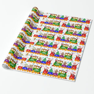 Christmas Toy Train and Jelly Beans Wrapping Paper