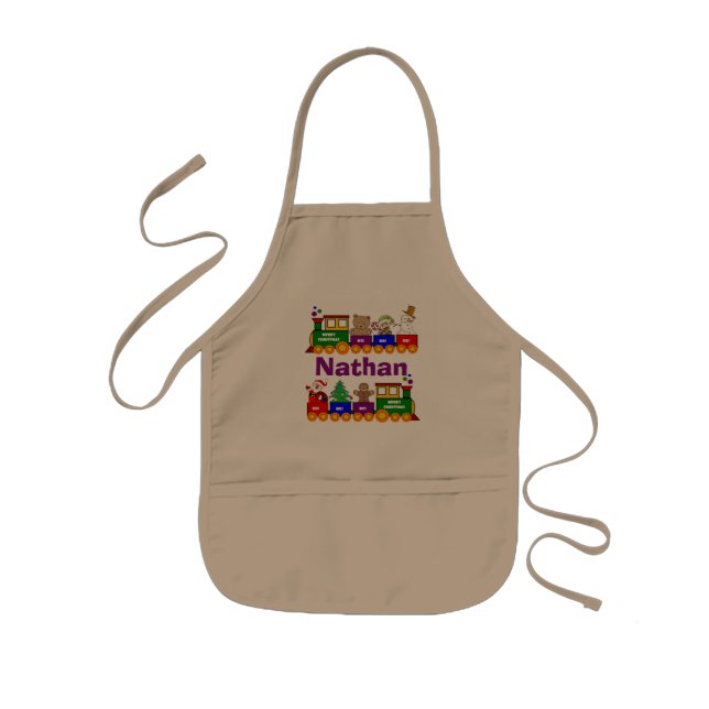 Christmas Toy Train Personalised Kids Apron (Front)