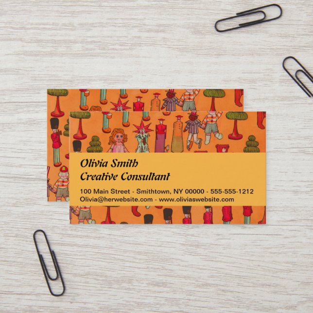 Christmas Toy Vintage Children Play Business Card (Front/Back In Situ)