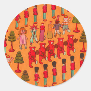 Christmas Toy Vintage Children Play Classic Round Sticker