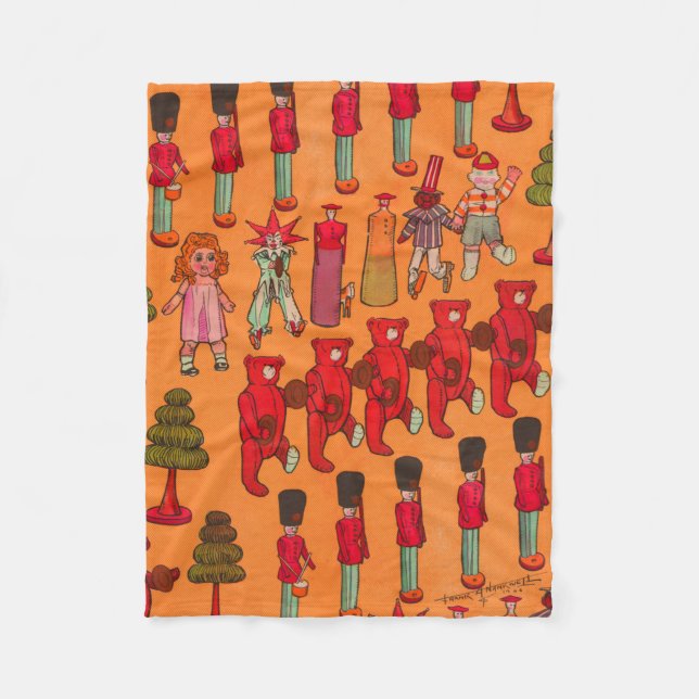Christmas Toy Vintage Children Play Fleece Blanket (Front)