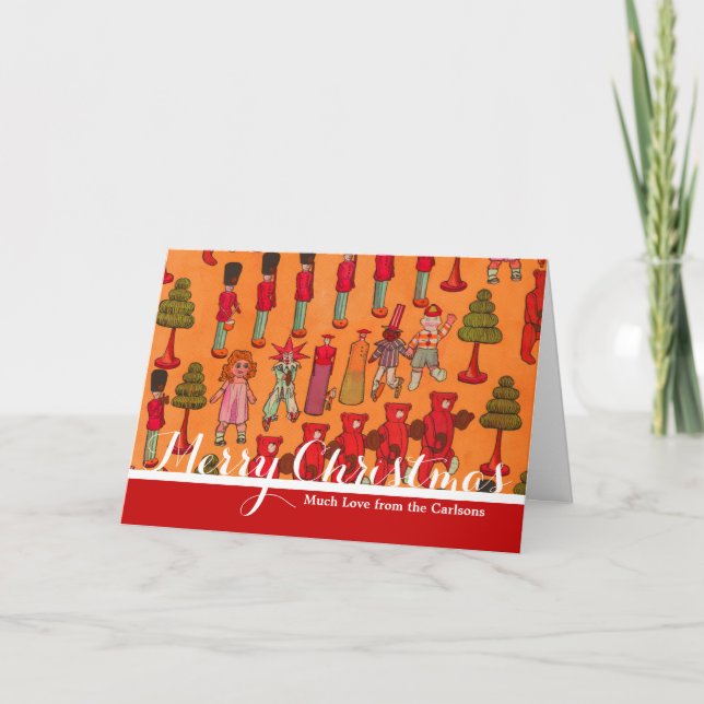 Christmas Toy Vintage Children Play Holiday Card (Front)