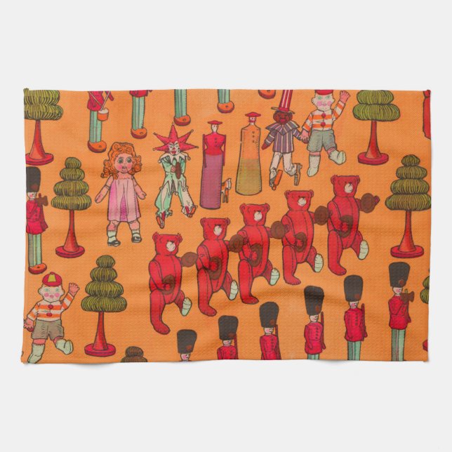 Christmas Toy Vintage Children Play Tea Towel (Horizontal)