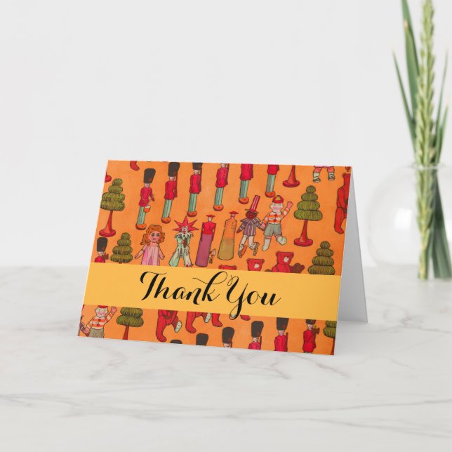 Christmas Toy Vintage Children Play Thank You Card (Front)