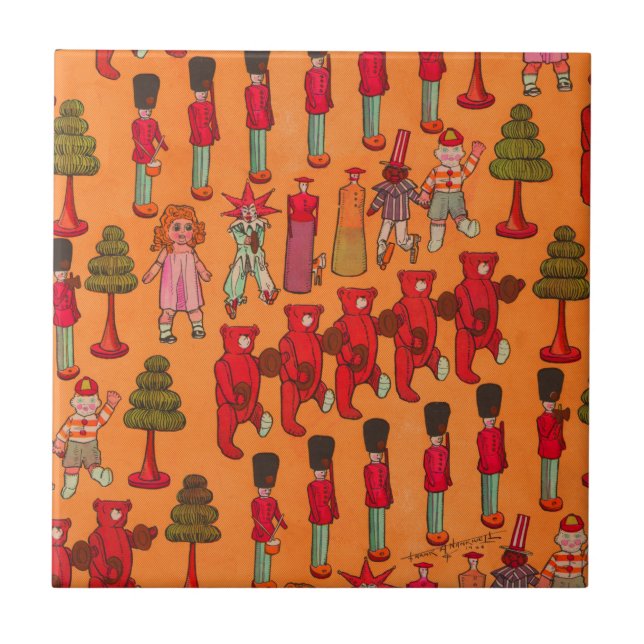 Christmas Toy Vintage Children Play Tile (Front)