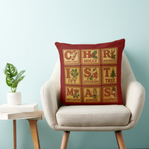 Christmas Toy Wooden Blocks Cushion