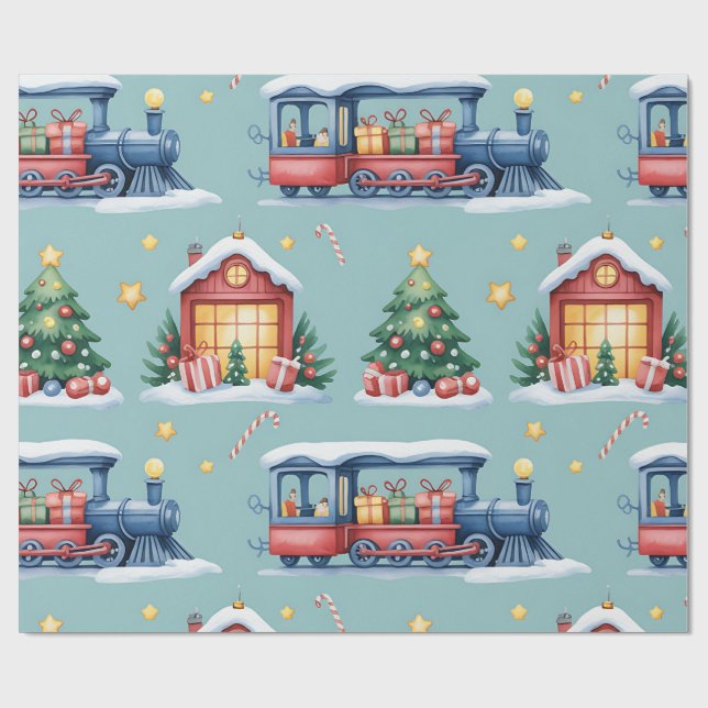 Christmas Toyland & Trains Wrapping Paper for Kids (Flat)