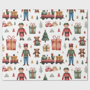 Christmas Toyland & Trains Wrapping Paper for Kids