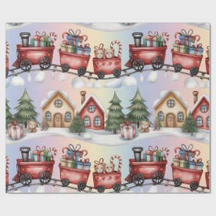 Christmas Toyland & Trains Wrapping Paper for Kids