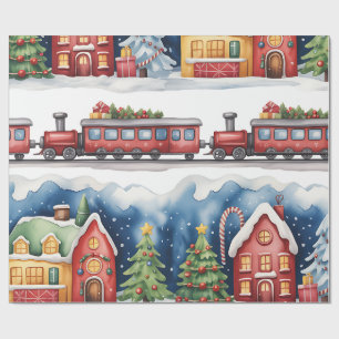 Christmas Toyland & Trains Wrapping Paper for Kids