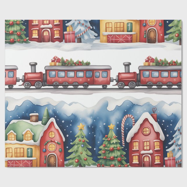 Christmas Toyland & Trains Wrapping Paper for Kids (Flat)