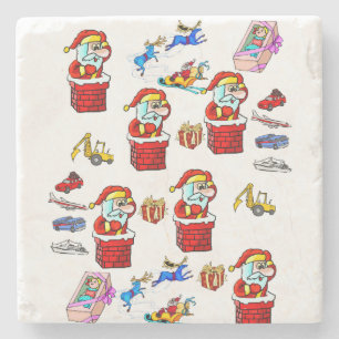 Christmas Toys Marble Stone Coaster, Santa  Stone Coaster