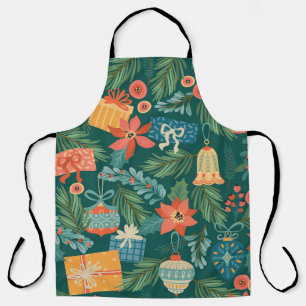 Christmas Toys, Trendy Retro Pattern. Apron