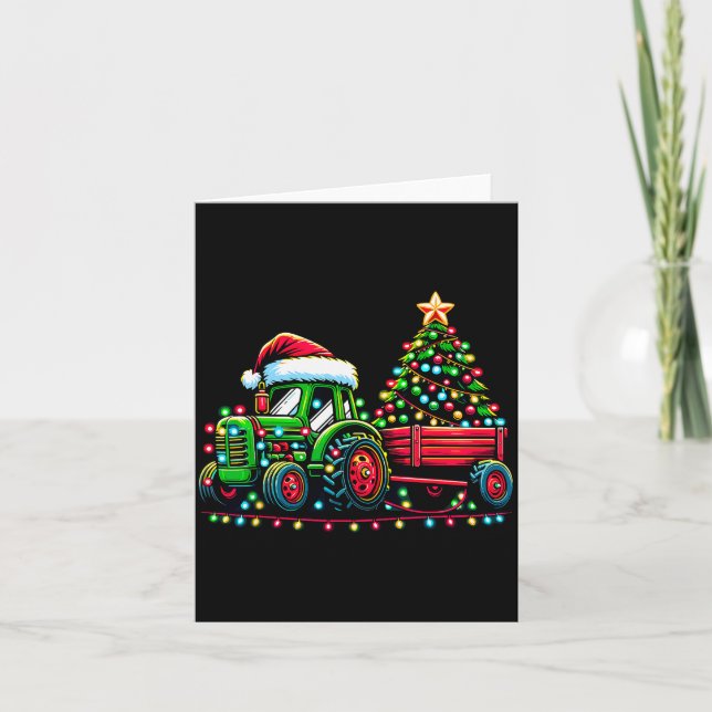 Christmas Tractor Boys Santa Xmas Farm Truck  Card (Front)